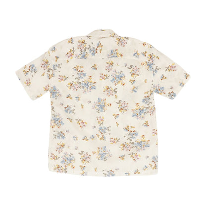 White Floral Short Sleeve Button Down