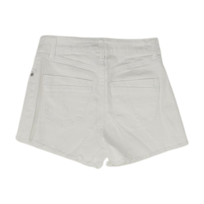 White Solid Denim Shorts