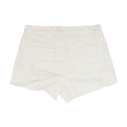 White Solid Denim Shorts