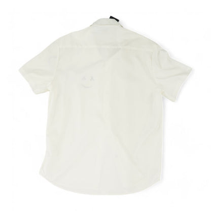 White Solid Short Sleeve Button Down