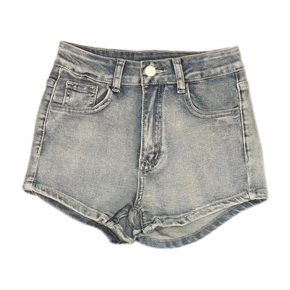 Blue Solid Denim Shorts