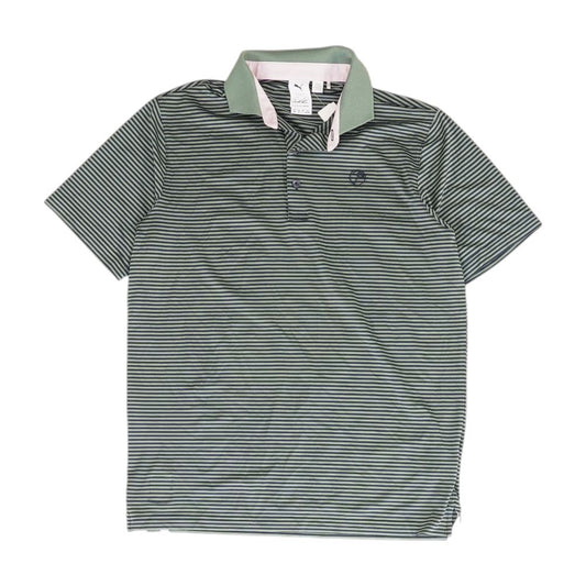 Green Striped Short Sleeve Polo