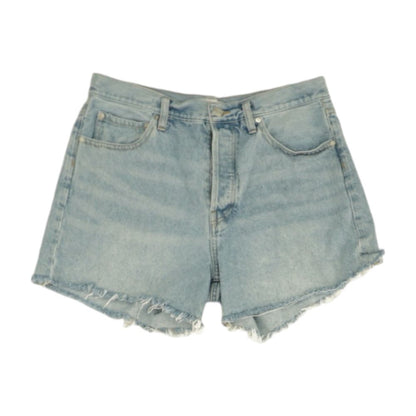 Blue Solid Denim Shorts