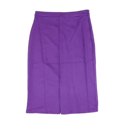 Purple Solid Midi Skirt