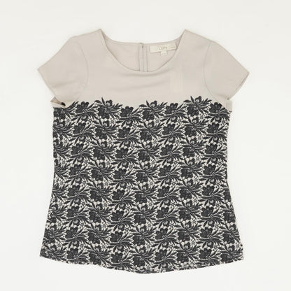 Gray Graphic Short Sleeve Blouse