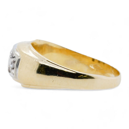 14K Two Tone Gold Gents Three Stone Diamond Band