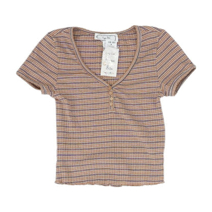 Brown Striped Henley T-Shirt