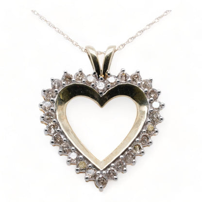 10K Gold Diamond Heart Pendant Necklace