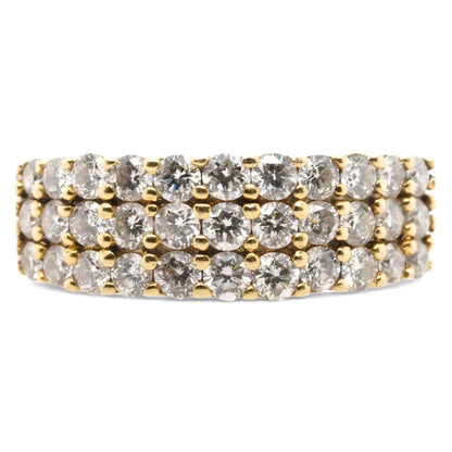 18K Gold Three Row Diamond Band