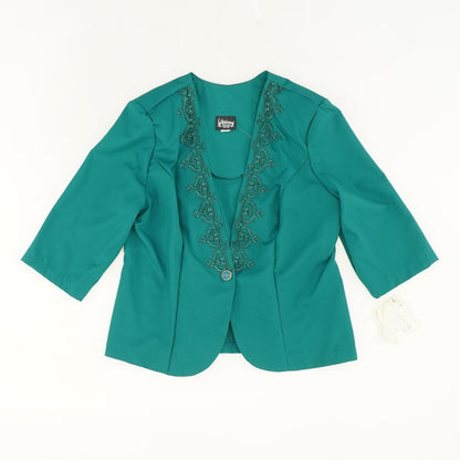 80's Teal Embroidered Single Breasted Blazer