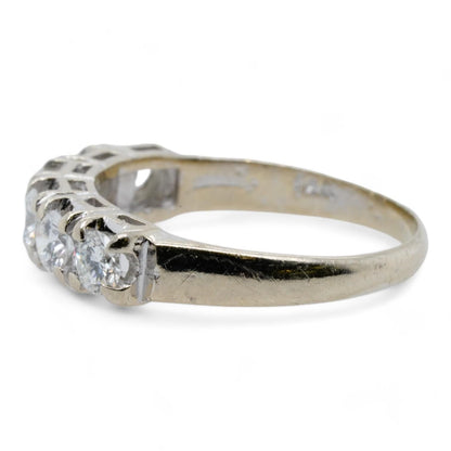 14K White Gold Six Diamond Band