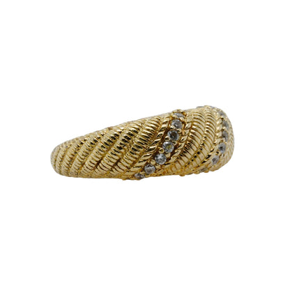 Sterling Silver Gold Tone Cubic Zirconia Braided Band