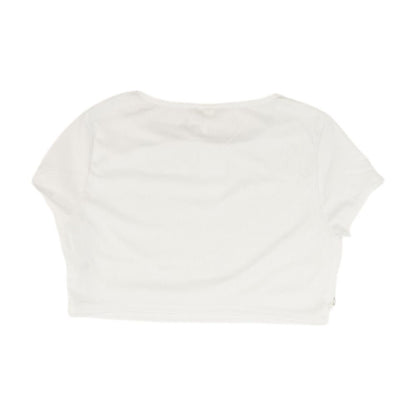 White Solid Cropped T-Shirt