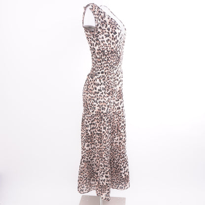 Tan Animal Print Midi Dress