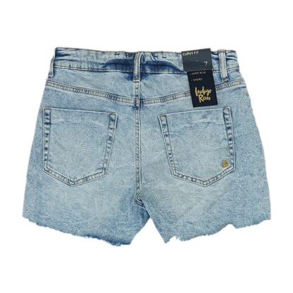 Blue Solid Denim Shorts