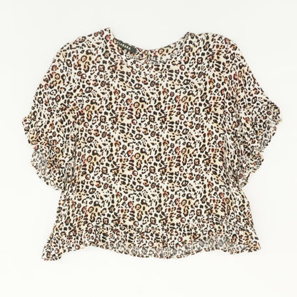 Tan Animal Print 3/4 Sleeve Blouse