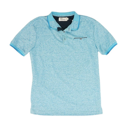 Blue Solid Short Sleeve Polo