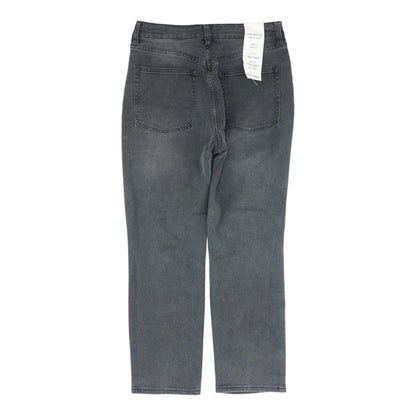 Charcoal Solid High Rise Straight Leg Jeans