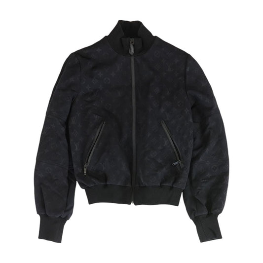 Black Monogram Embossed Bomber Jacket