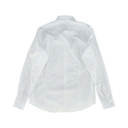 White Solid Long Sleeve Button Down