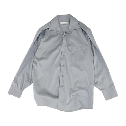 Gray Solid Long Sleeve Button Down