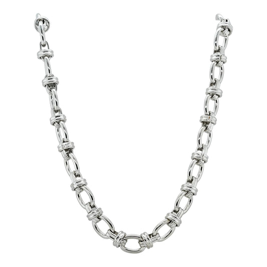 Silver Tone Oval Link Chain Necklace