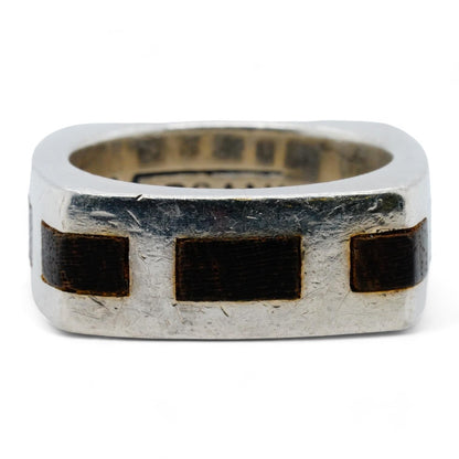 Sterling Silver Squares Wood Inlay Band