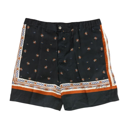 Black Silk Printed Shorts