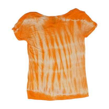 Orange Tie Dye V Neck Knit Top