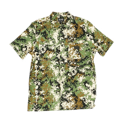 Green Camo Short Sleeve Button Down