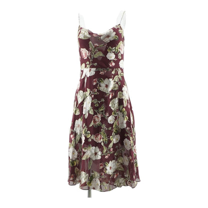 Maroon Floral Midi Dress