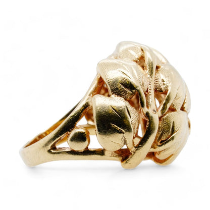 14K Gold Double Leafy Branch Dome Band