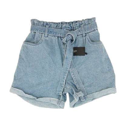 Blue Solid Denim Shorts