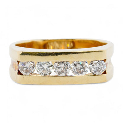 14K Gold Channel Set Diamond Gents Ring