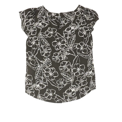 Black Floral Short Sleeve Blouse