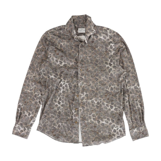 Brown Paisley Long Sleeve Button Down