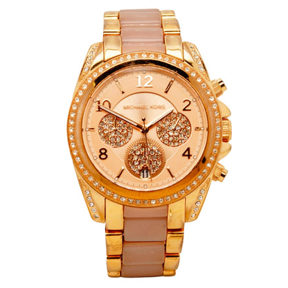 Women's Rose Gold Tone Blair Crystal Chronograph Stainless Steel Watch