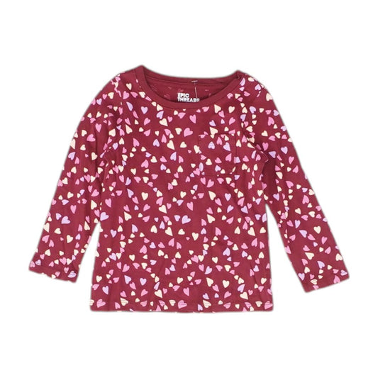 Maroon Hearts Crewneck T-Shirt