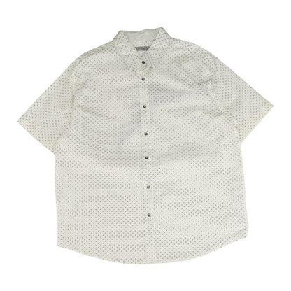 White Graphic Short Sleeve Button Down