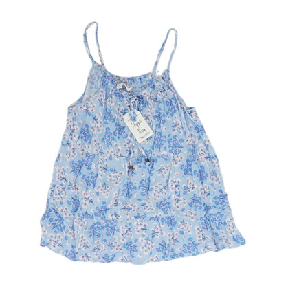 Blue Floral Sleeveless Blouse