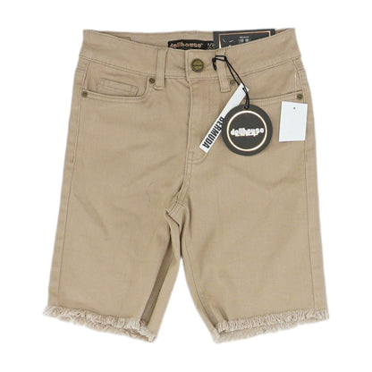 Tan Solid Denim Shorts