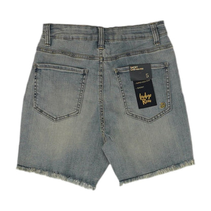 Blue Solid Denim Shorts