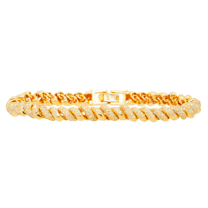 14K Gold Diamond Pave San Marco Link Bracelet