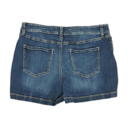 Blue Solid Denim Shorts