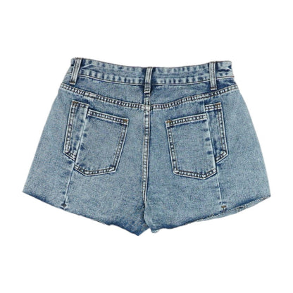 Blue Solid Denim Shorts