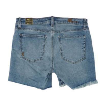 Blue Solid Denim Shorts