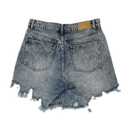 Blue Solid Denim Shorts