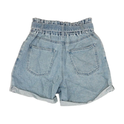 Blue Solid Denim Shorts