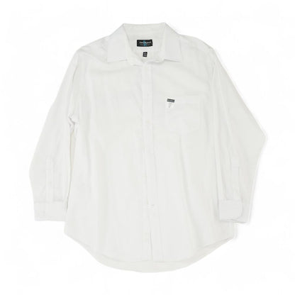 White Solid Long Sleeve Button Down