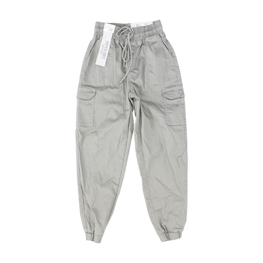 Gray Solid Cargo Pants